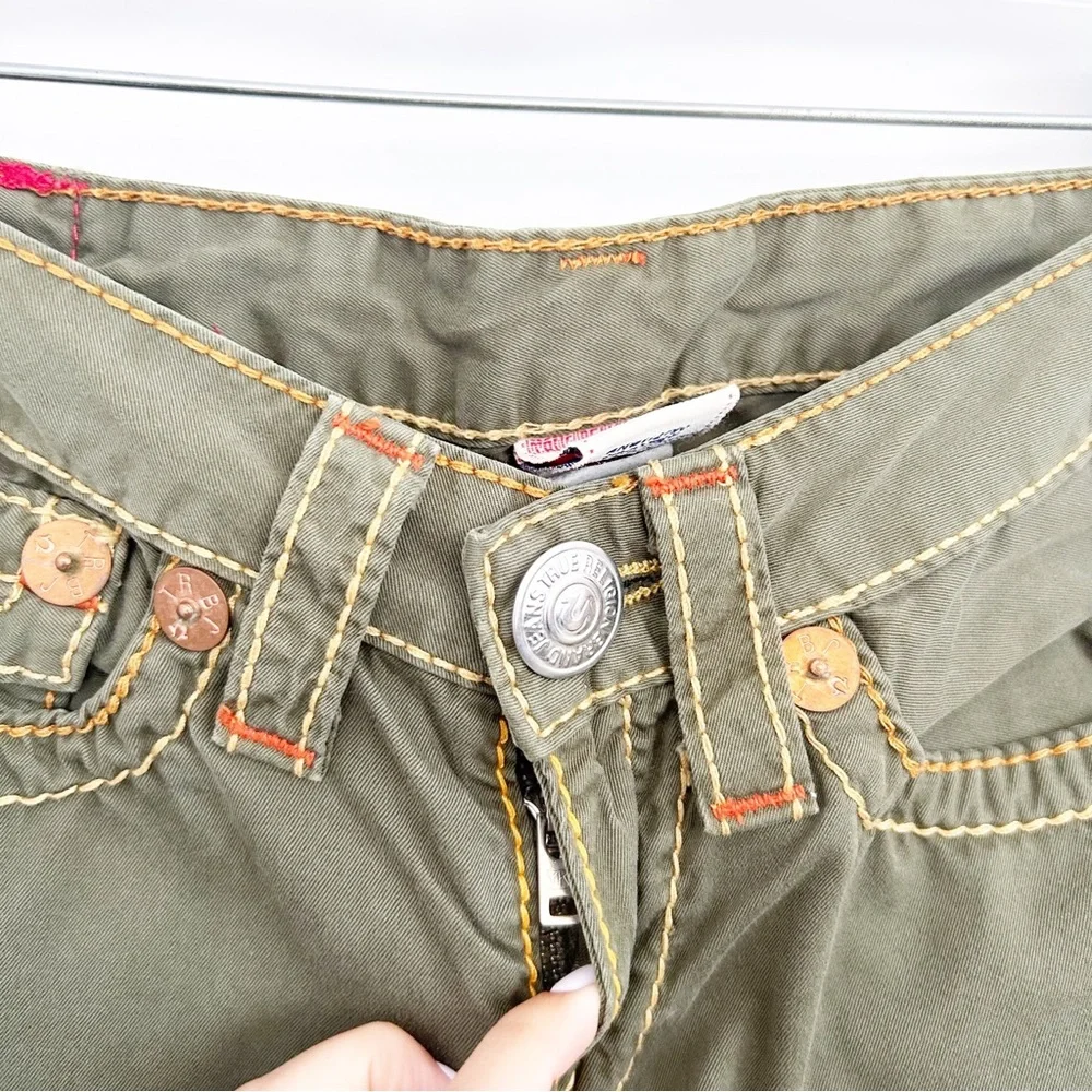 Vintage Y2K True Religion Green Low Rise Bootcut Cotton Pants Size 26 - Picture 6 of 10